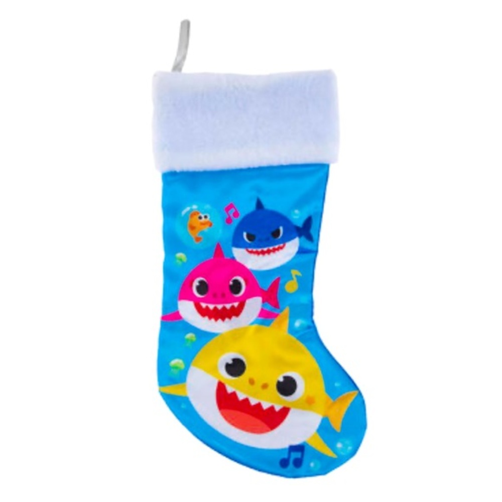 New Baby Shark Christmas Stocking Pink Fong Girls and Boys Blue Pink Yellow